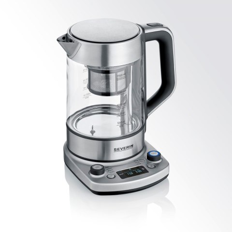 SEVERIN CZAJNIK ELEKTRYCZNY SZKŁO-STAL, REG. TEMPERATURY, SITKO DO HERBATY, AUT. PROGRAM, KONTROLER STRIX, 1,7L 3000W WK3422