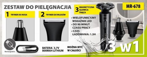 Zestaw do golenia 3w1 USB MAESTRO MR-678