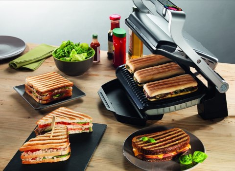 Grill Tefal OptiGrill GC712D34 (stołowy-zamknięty; 2000W; kolor inox) (WYPRZEDAŻ)
