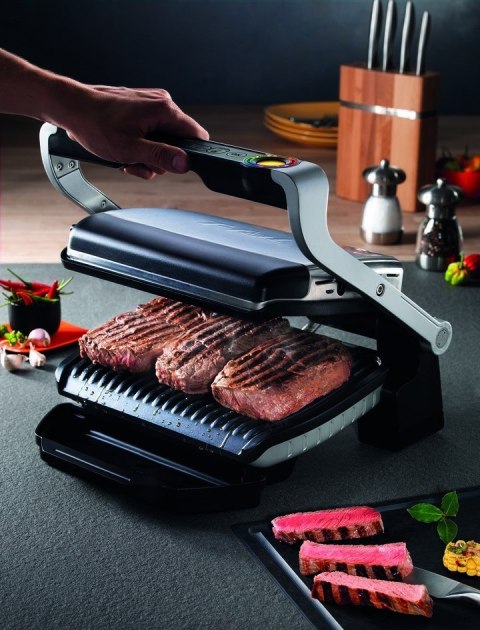 Grill Tefal OptiGrill GC712D34 (stołowy-zamknięty; 2000W; kolor inox) (WYPRZEDAŻ)