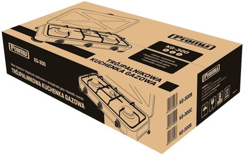 PROMIS KUCHENKA GAZOWA 3-PALNIKOWA,CZARNA KG300C (WYPRZEDAŻ)
