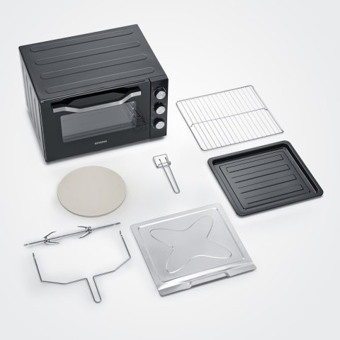 SEVERIN MINI PIEKARNIK, TERMOOBIEG, ZAKRES TEMP. 100°C-230°C, RUSZT, BLACHA, ROŻEN, TACA, TIMER, 60 L, MOC 2200W TO2073