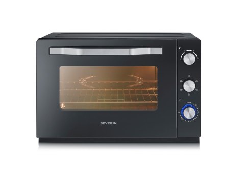 SEVERIN MINI PIEKARNIK, TERMOOBIEG, ZAKRES TEMP. 100°C-230°C, RUSZT, BLACHA, ROŻEN, TACA, TIMER, 60 L, MOC 2200W TO2073