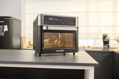 SEVERIN MINI PIEKARNIK Z FUNKCJĄ AIR FRYER, 12 AUTO. PROGRAMÓW, WYŚWIELACZ DOTYKOWY LED, TEMP. 40°C-220°C, 25 L ,2200W TO2077