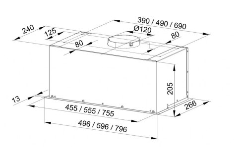Okap podszafkowy do zabudowy MAAN Fiugi L 50 czarny (WYPRZEDAŻ)