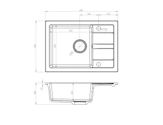 Czarny zestaw zlewozmywak z baterią giętką - zlew MAIDSINKS BALI (62x44) 1B1D czarny + bateria Flessi Black Edition czarna