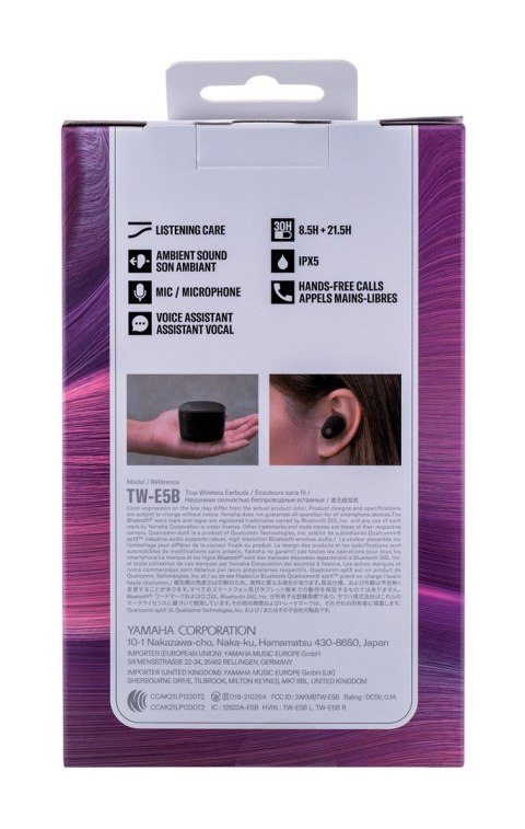 Słuchawki bezprzewodowe douszne Yamaha TW-E5B czarne (WYPRZEDAŻ)