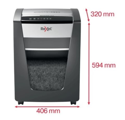 Rexel Niszczarka Momentum M515, P-5, 30L, 15 kartek, tnie na ścinki 2 x 15 mm, czarna