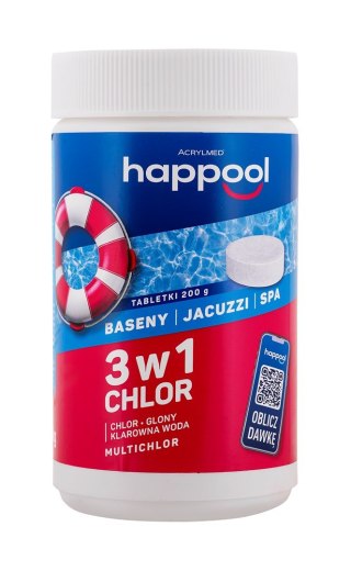 Acrylmed 1kg Multichlor 200g do długotrwałej dezynfekcji wody w basenie - tabletki