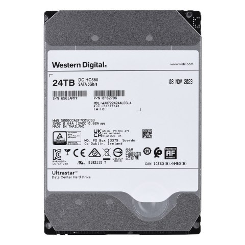 Dysk serwerowy HDD Western Digital Ultrastar DC HC580 WUH722424ALE6L4 (24 TB; 3,5"; SATA)