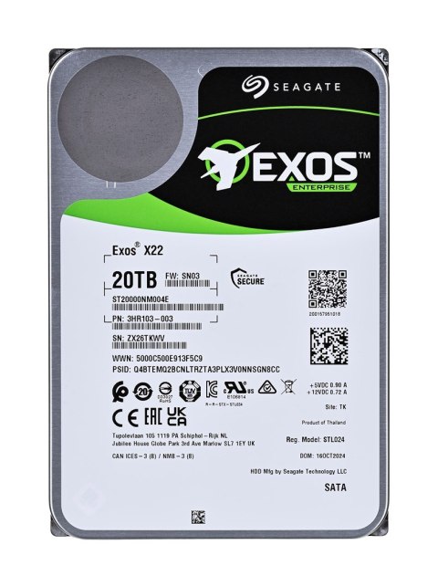 Dysk twardy HDD Seagate Exos X22 20TB 3,5" SATA ST20000NM004E