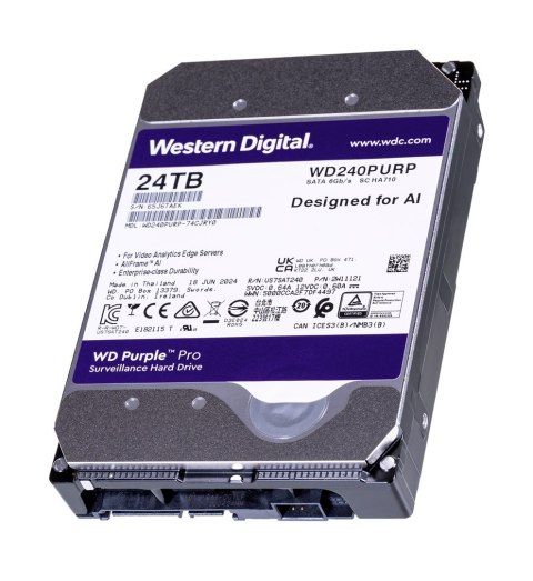 Dysk HDD WD Purple Pro WD240PURP (24 TB ; 3.5"; 512 MB; 7200 obr/min)