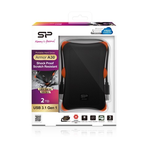 Dysk zewnętrzny Silicon Power Armor A30 SP020TBPHDA30S3K (2 TB ; 2.5"; USB 3.1; 5400 obr/min)