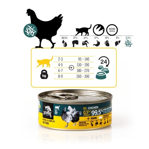 3Coty CHICKEN with Spirulina for Adult cats 80g