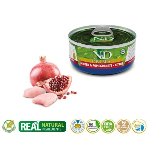 FARMINA N&D Prime Chicken & Pomegranate Kitten - mokra karma dla kociąt - 70 g