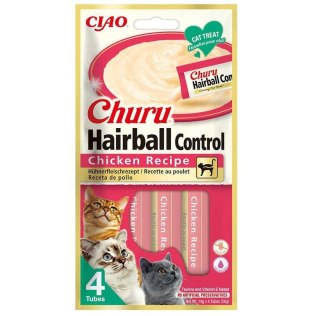 INABA CAT CHURU HAIRBALL CHICKEN 4x14g (56g)