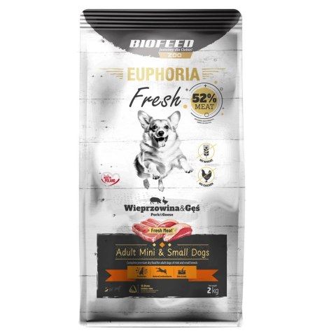 BIOFEED Euphoria Fresh Meat Adult Mini & Small Wieprzowina i Gęś 2kg
