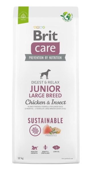 BRIT Care Dog Sustainable Junior Large Breed Chicken & Insect - sucha karma dla psa - 12 kg