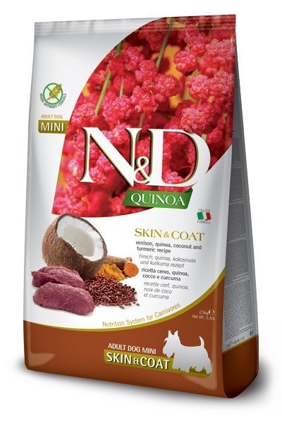 FARMINA N&D Quinoa Dog Skin&Coat Venison, Coconut Adult Mini - sucha karma dla psa - 2.5 kg (WYPRZEDAŻ)