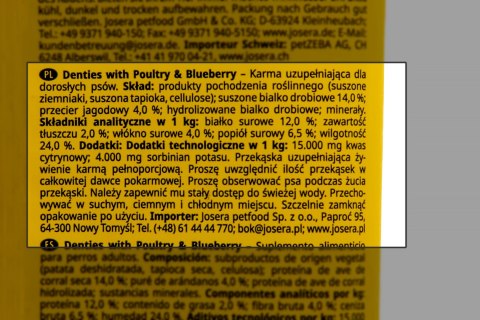 JOSERA Denties Drób z jagodami - przysmak dla psa - 180 g