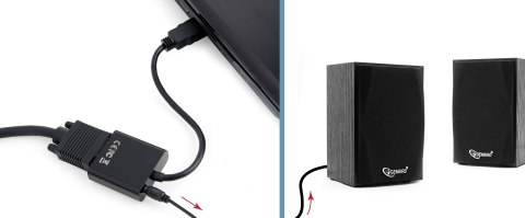 Adapter GEMBIRD A-HDMI-VGA-03 (HDMI M - D-Sub (VGA) F; 0,15m; kolor czarny)