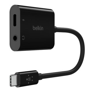 BELKIN ADAPTER USB-C - MINIJACK, USB-C 60W M/F, CZARNY