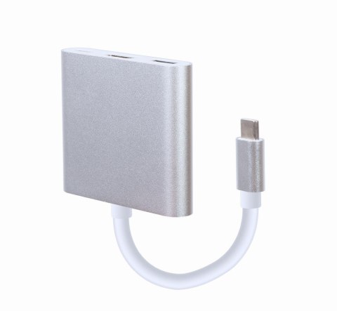 GEMBIRD GEMBIRD MULTI ADAPTER USB TYP-C (M) -> USB TYP-C; USB 3.0; HDMI SREBRNY