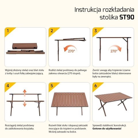 PROMIS STÓŁ TURYSTYCZNY, SKLADANY, ZWIJANY ST90