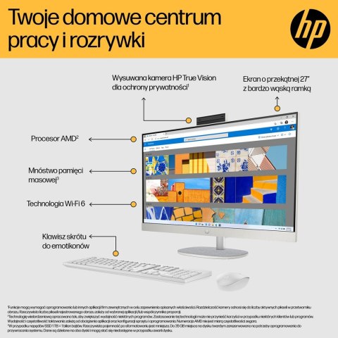 HP 27-cr0232nw AIO Ryzen 5 7520U 27.0"FHD IPS AG 300nits 16GB DDR5 SSD512 Radeon 610M LAN Win11 2Y Shell White