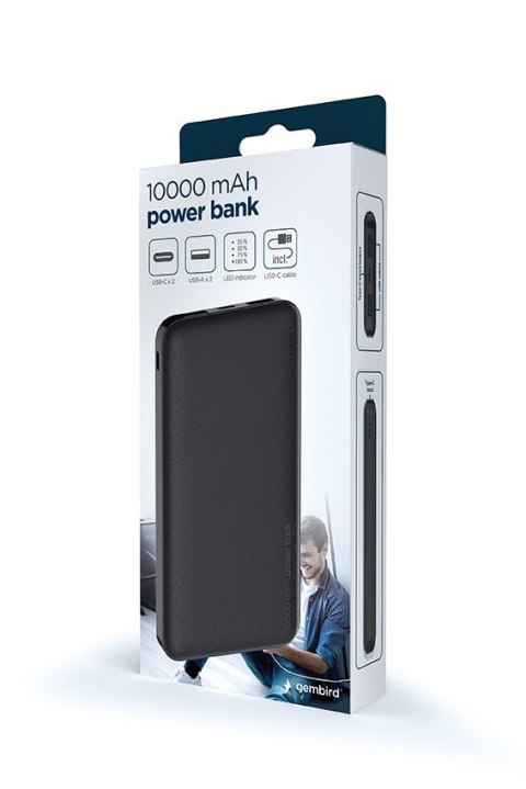 GEMBIRD POWERBANK 10000 MAH 2X USB, CZARNY