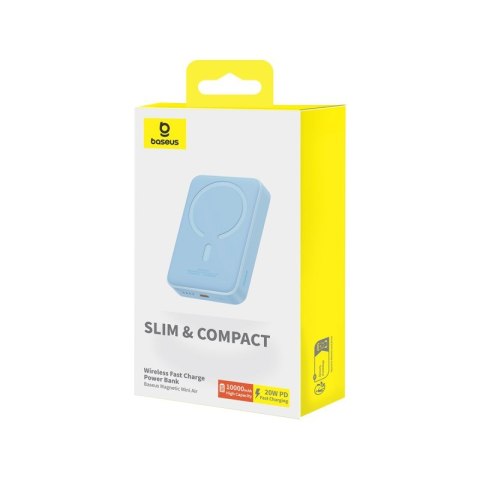 Powerbank Baseus Magnetic Mini Wireless 10000mAh 20W+kabel USB C-USB C (niebieski)