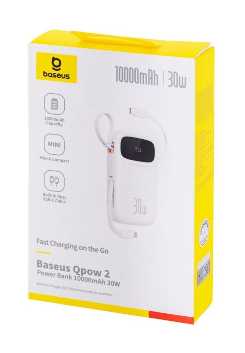 Powerbank Baseus QPow 2 10000mAh 30W 2xUSB-C (biały)