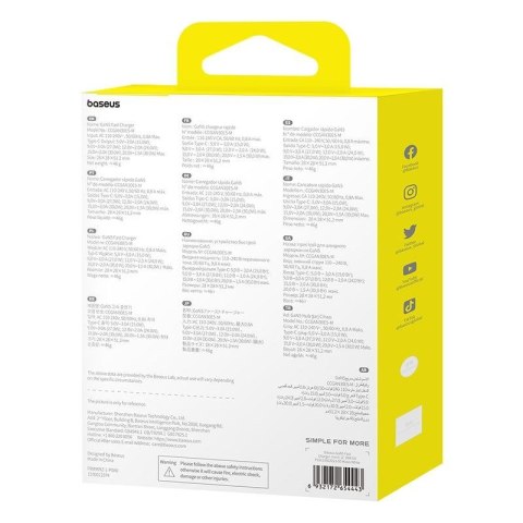 Ładowarka Baseus GaN5 mini 1C 30W EU+kabel USB-C (moon white)