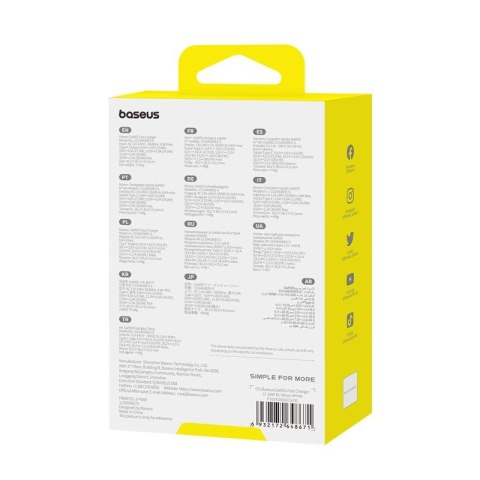 Ładowarka Baseus GaN5S 1C 30W EU (moon white)