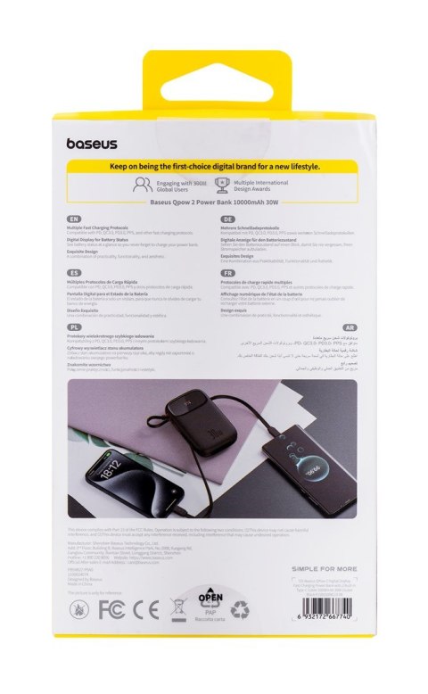 Powerbank Baseus Qpow 2 10000mAh 30W 2xUSB-C (czarny)