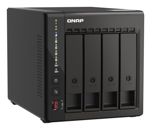 Qnap TS-453E-8G, Tower, 4 x 2.5"/3.5" SATA , Intel Celeron J6412 4C/4T, 8 GB DDR4 onboard not expandable, 2 x 2.5GbE, External a