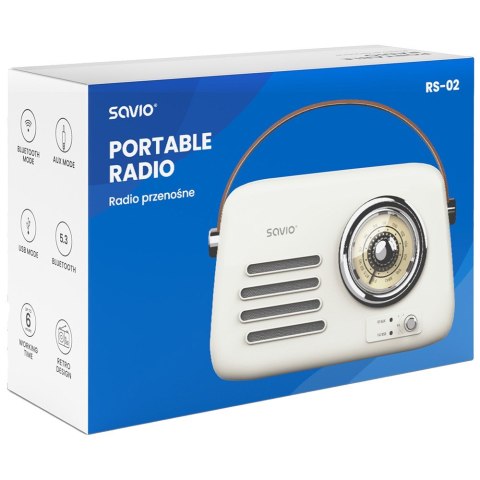 SAVIO RADIO PRZENOŚNE BIAŁE RS-02