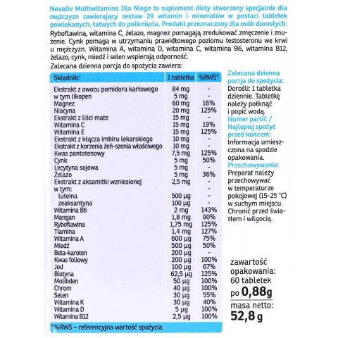 Novativ Multiwitamina dla Niego 60 tabletek powlekanych