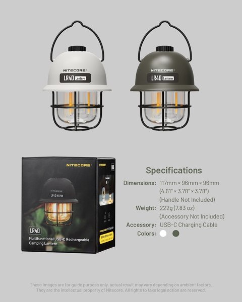 Lampa kempingowa Nitecore LR40 Zielona - 100 lumenów