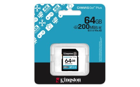 Karta pamięci Kingston Canvas Go Plus SDG4/64GB (64GB; Class U3, V30; Karta pamięci)