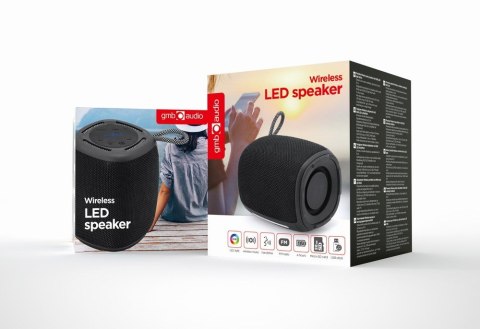 GEMBIRD PRZENOŚNY GŁOŚNIK BLUETOOTH LED SPK-BT-LED-03-BK RMS 2X 5W, WBUDOWANY MIKROFON, KOLOR CZARNY, USB, AUX, MICROSD