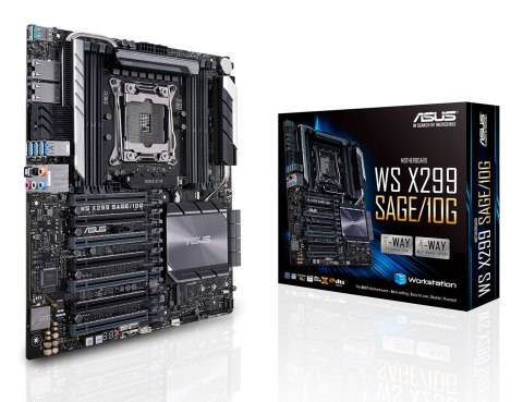 ASUS WS X299 SAGE/10G, 1x 066, Intel X299, 8x DIMM DDR4 4200(O.C.)/2933 Non-ECC, 7 x PCIe 3.0, 2x M.2, 8x SATA, 1x U.2, Intel Ra