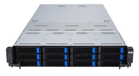 Platforma Asus Rack (2U) RS720A-E12-RS12 AMD Epyc 9004 (8x NVMe, 4x SATA/SAS, 2xM.2, 4xGPU, 2x10Gbe, IPMI, 1+1 2600W)