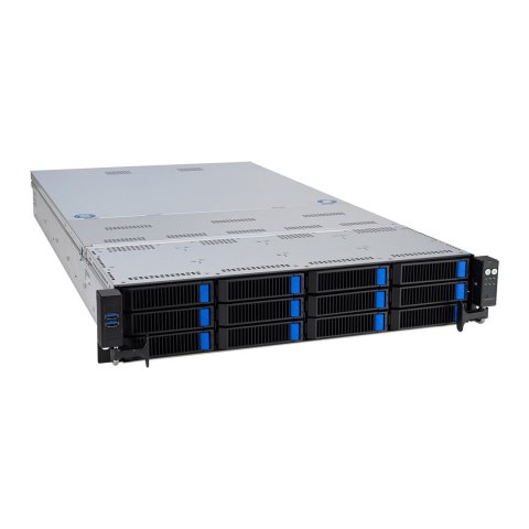 Platforma Asus Rack (2U) RS720A-E12-RS24U AMD Epyc 9004 (24x NVMe, 2xM.2, 3xGPU, 2x10Gbe, IPMI, 1+1 2600W)