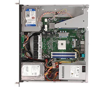 Platforma ASRock Rack (1U) AMD Ryzen (Int. drive bays, 2xGbE, Fixed PSU, IPMI)