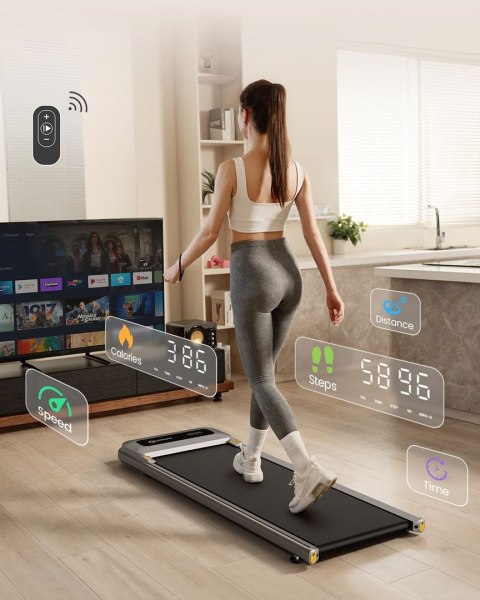 Bieżnia Urevo U1 Smart Walkingpad + Biurko regulowane elektrycznie TUCKANO czarny/orzech