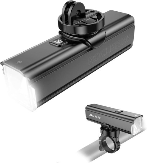 Lampka rowerowa przednia Rockbros 24610002001 1000 lm + kabel USB-C - USB-A - czarna