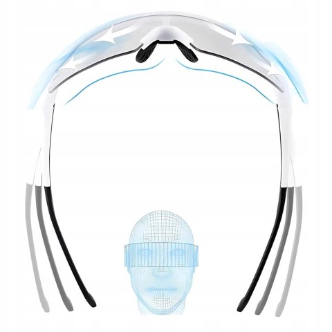 Okulary rowerowe Rockbros fotochromowe z ochroną UV i wkładką korekcyjną  - białe