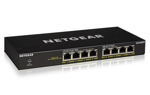 Switch Netgear GS308PP-100EUS 8p PoE 83W* (PoE+: 8p) Unmanaged Gigabit