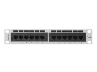 Patch panel Lanberg PPU6-9012-S (1U; 10"; kat. 6; UTP; 12xRJ-45)